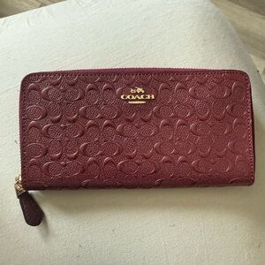 Coach Maroon Embossed Wallet